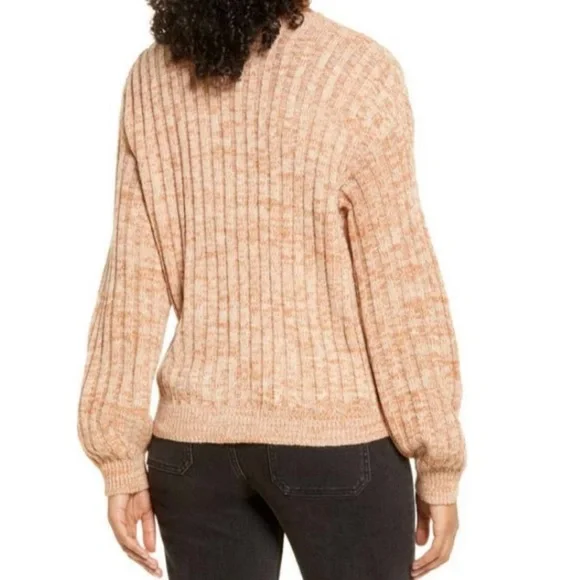 NWT BlankNYC Heather Ribbed Crew Neck Sweater Toffee Brown Large - Picture 2 of 2
